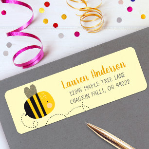 Cute Sweet Yellow Bee Kawaii Baby Shower Address