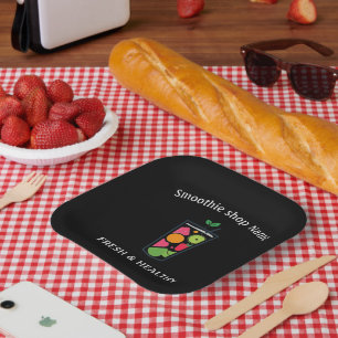 Cute Sweet yogurt Smoothies fruit Juice bar shop Paper Plate