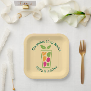Cute Sweet yogurt Smoothies fruit Juice bar shop Paper Plate