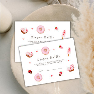 Cute Sweetheart Doughnuts Diaper Raffle Baby Showe Enclosure Card