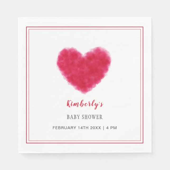 Cute Sweetheart Frame Valentines Baby Shower Napkin (Front)