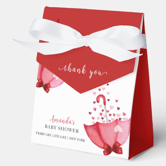 Cute Sweetheart Umbrella Bow Baby Shower Favour Box (Front)