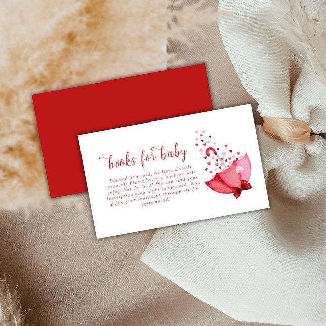 Cute Sweetheart Umbrella Bow Books For Baby Shower Enclosure Card (Cute Sweetheart Umbrella Bow Books For Baby Shower Enclosure Card)