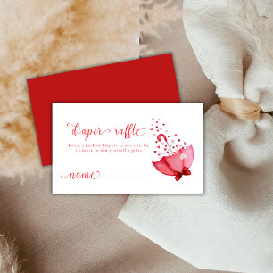 Cute Sweetheart Umbrella Diaper Raffle Baby Shower Enclosure Card