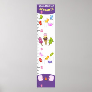 Cute sweets treats cartoon growth chart
