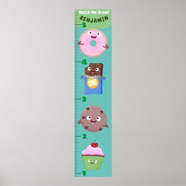 Cute sweets treats cartoon growth chart (Front)