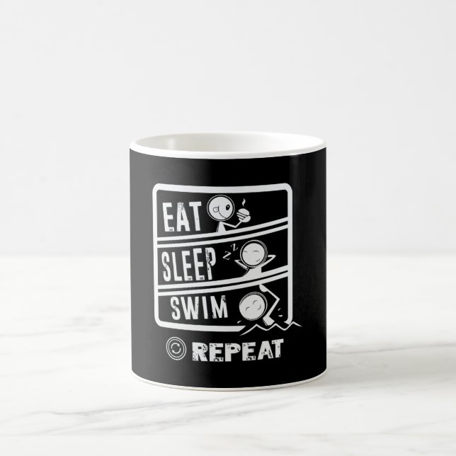 Cute Swimmer Design - Eat Sleep Swim Repeat Coffee Mug (Center)