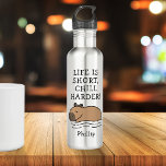 Cute Swimming Capybara Funny Quote Personalised 710 Ml Water Bottle<br><div class="desc">Personalised cute swimming capybara illustration steel water bottle design with funny text: "Life is short,  chill harder!" is created to bring smile to your face.</div>