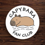 Cute Swimming Capybara Personalised Round Paper Coaster<br><div class="desc">Cute Swimming capybara illustration round paper coaster design with personalised text: "Capybara Fan Club" for capybara lovers.  The capybara illustration is an original digital art created by @artbybiyan.</div>