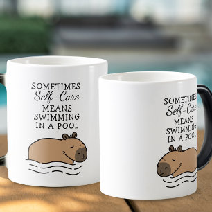 Cute Swimming Capybara Self Care Magic Mug