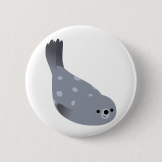 Cute Swimming Cartoon Harbour Seal Button Badge