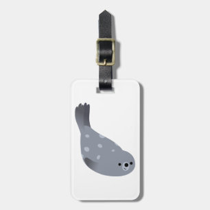 Cute Swimming Cartoon Harbour Seal Luggage Tag