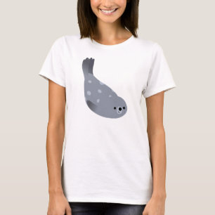 Cute Swimming Cartoon Harbour Seal Women T-Shirt