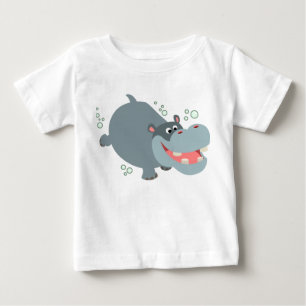Cute Swimming Cartoon Hippo Baby T-Shirt