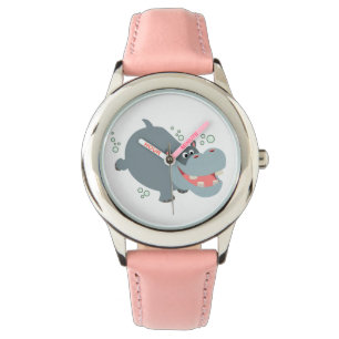 Cute Swimming Cartoon Hippo Watch