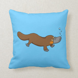 Cute swimming duck-billed platypus cushion