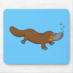 Cute swimming duck-billed platypus mouse mat