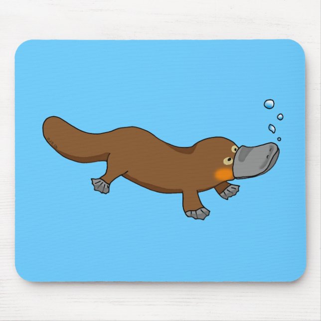 Cute swimming duck-billed platypus mouse mat (Front)