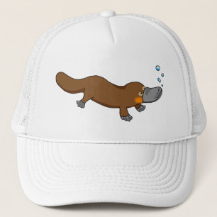 Cute swimming duck-billed platypus trucker hat