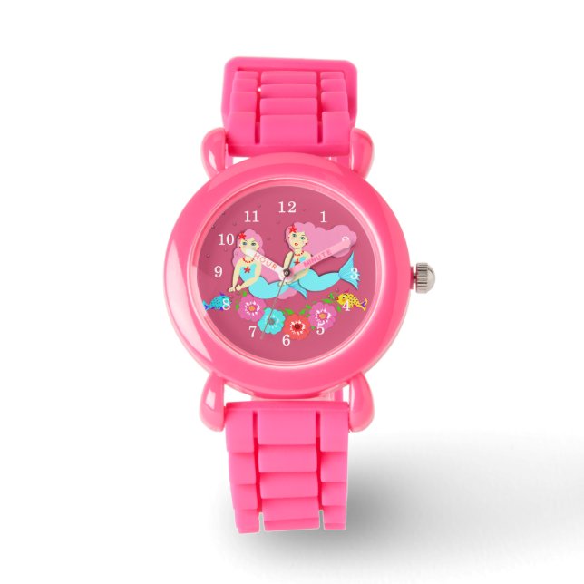 Cute Swimming Mermaids Theme Watch (Front)