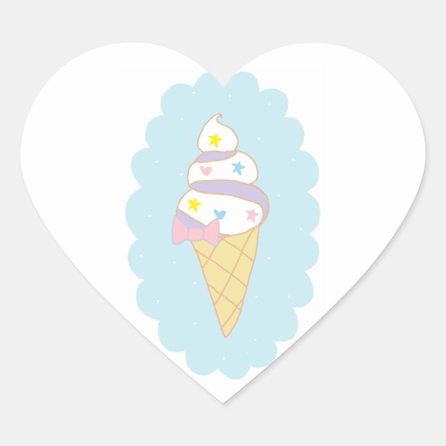 Cute Swirl Ice Cream Cone Heart Sticker (Front)