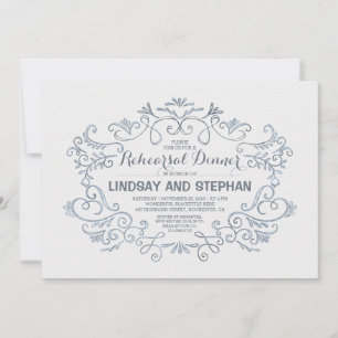 cute swirls & flourishes casual rehearsal dinner invitation