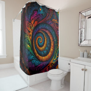 Cute swirls of reds and blue colours shower curtain