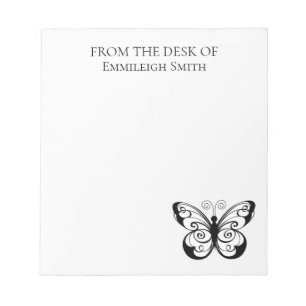 Cute Swirly Line Drawn Butterfly From the Desk of Notepad