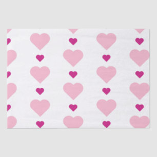Cute Symmetrical Multiple Pink Hearts on White Tissue Paper