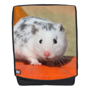 Cute Syrian Hamster White Black Spotted - Rucksack Backpack
