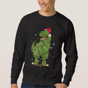 Cute T-Rex Dinosaur Christmas Graphic Tangled in X Sweatshirt