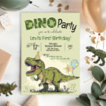 Cute T-Rex Dinosaur First Birthday Dino Party Invitation<br><div class="desc">This cute cartoon T-Rex dinosaur themed First 1st birthday DINO Party invitation with sweet "RSVP to Mama-saurus" wording detail is the perfect invite to celebrate your little Dino lover who's turning one! Easily personalise the front & back side wording. Need to move the text or graphics a bit to fit...</div>