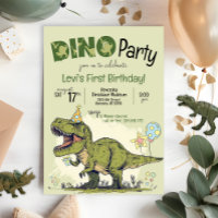 Cute T-Rex Dinosaur First Birthday Dino Party