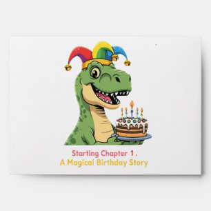 Cute T-Rex Dinosaur First Birthday Magical Story Envelope