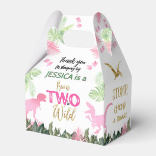 Cute T Rex Dinosaur Girl 2nd Birthday Party Favour Box