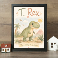 Cute T. Rex Dinosaur Nursery Watercolor