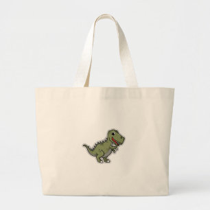Cute T-Rex Dinosaur Sticker – Funny Cartoon Dino Large Tote Bag