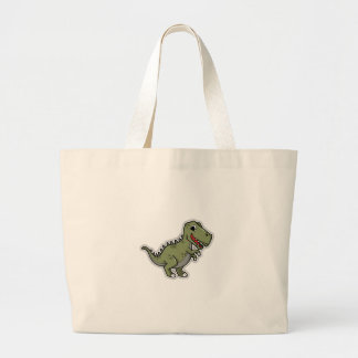 Cute T-Rex Dinosaur Sticker – Funny Cartoon Dino  Large Tote Bag