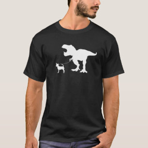 Cute T Rex Dinosaur Walking Chihuahua Dog Walker B T-Shirt