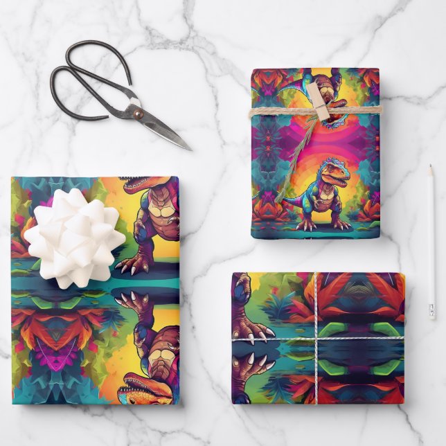 Cute T Rex Dinosaur  Wrapping Paper Sheet (Front)