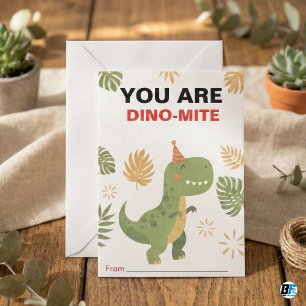 Cute T-Rex Dinosaur You Are Dino-Mite Boys Valenti Card