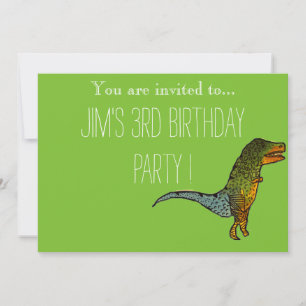 Cute T-Rex dinosaur young boy's birthday party Invitation