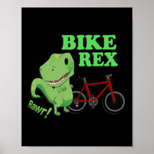 Cute T-rex Mountain Bike Dinosaur . Mtb Biking Tee Poster