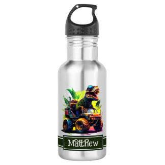 Cute T-Rex Riding Monster Truck Dinosaur Name 532 Ml Water Bottle