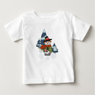 Cute T-shirt with Christmas Snowman & Robin
