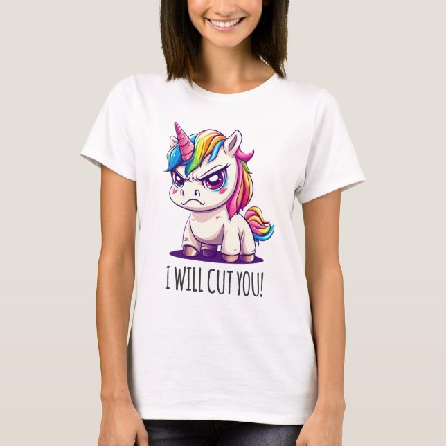 Cute T-shirt with evil unicorn design (Front)