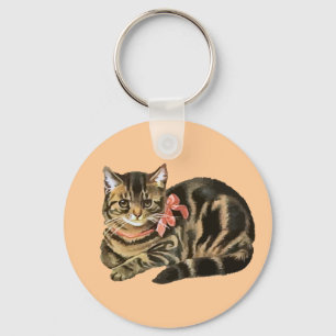 Cute Tabby Calico Cat / Kitten Keychain