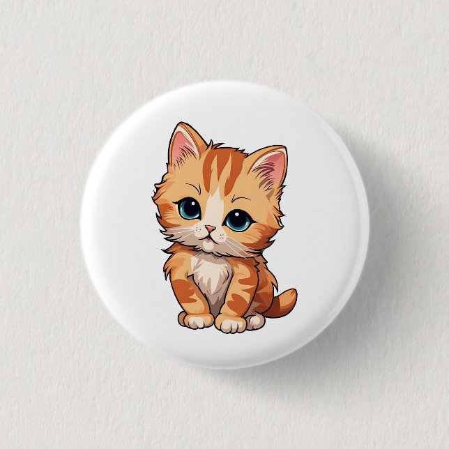 Cute Tabby Cat 3 Cm Round Badge (Front)
