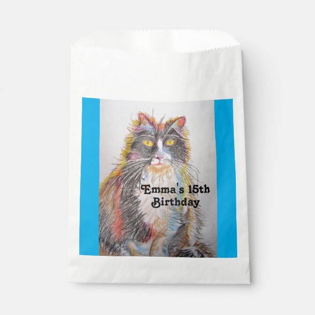 Cute Tabby Cat Art pet Animal Party Favour Bags (Front)