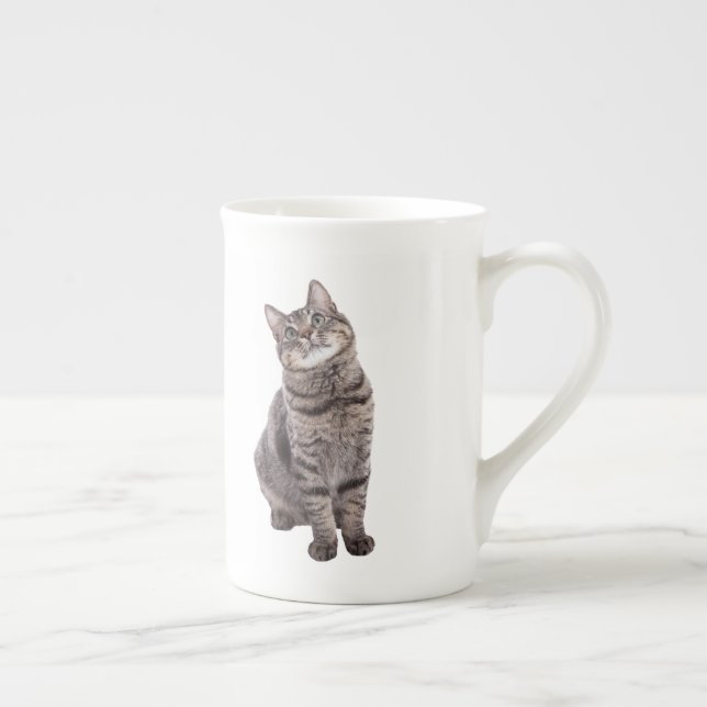 Cute Tabby Cat Bone China Mug (Right)